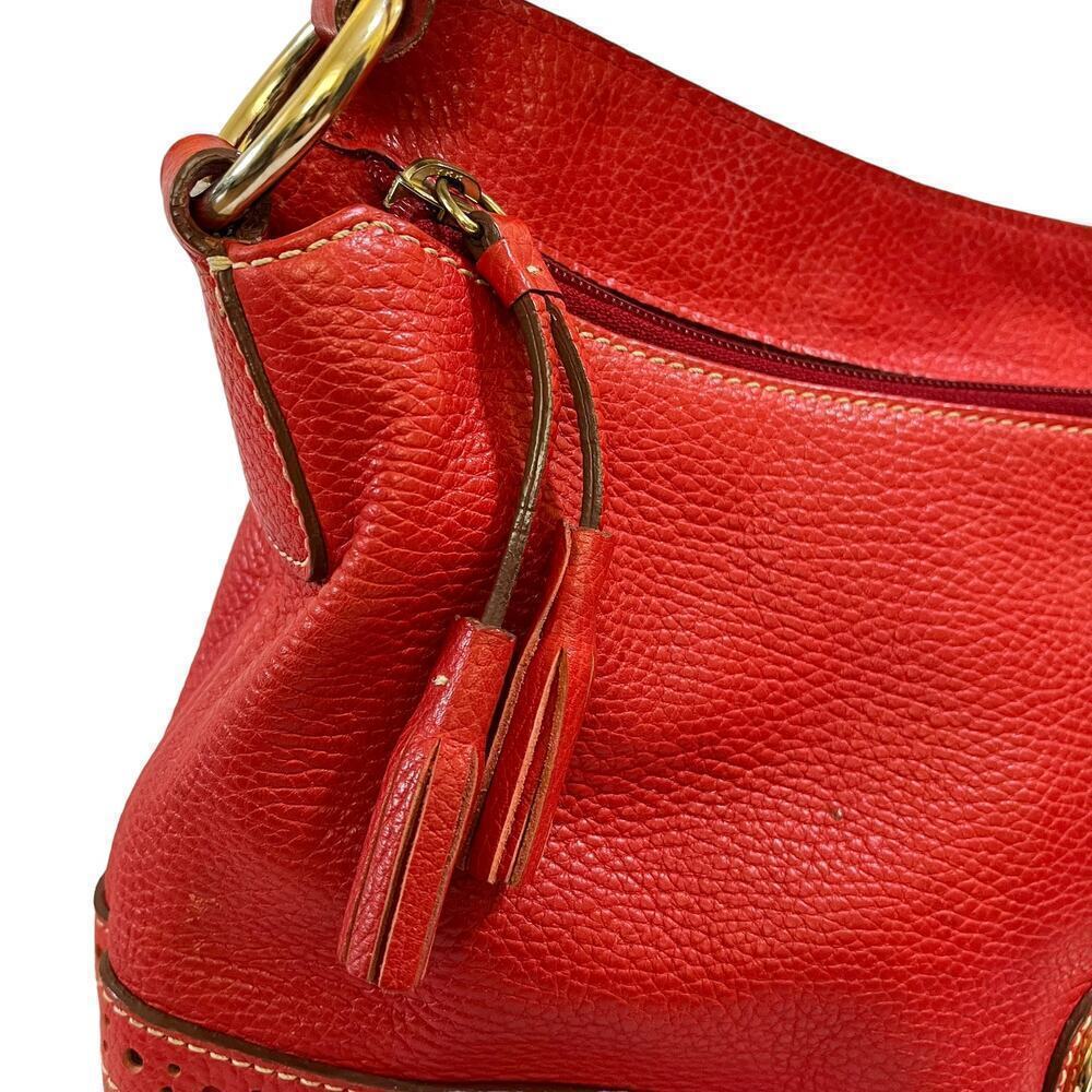 Dooney & Bourke Red Large Slouch French Leather Shoulder Bag Purse #RU776 - Picture 9 of 13